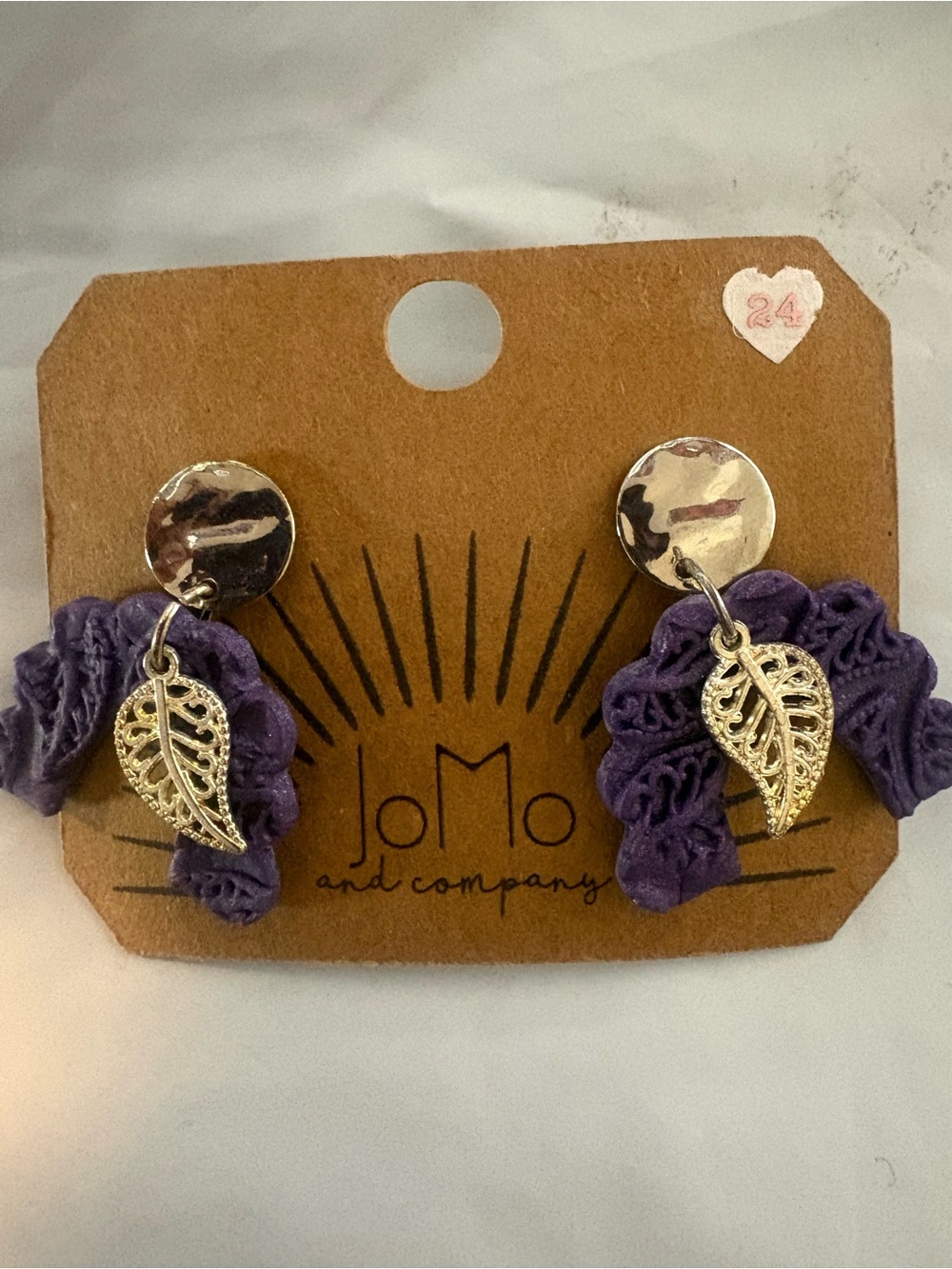 Handmade purple and gold earrings